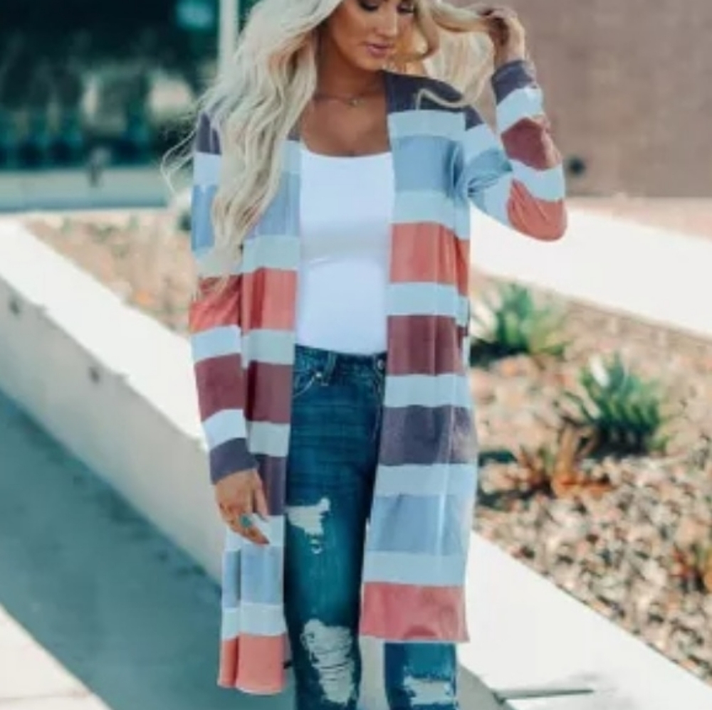 Multi striped cardigan